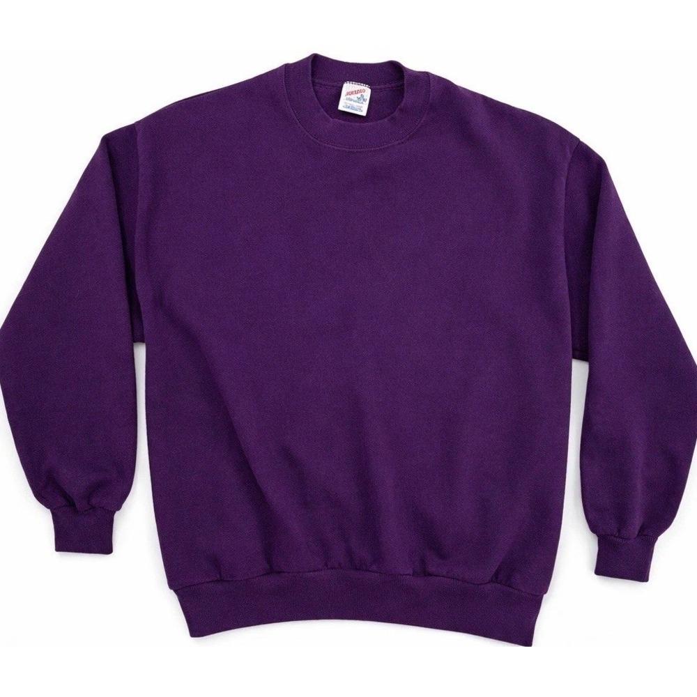 Vintage Jerzees Sweatshirt Mens XL USA Made Purple Blank Crewneck 90s